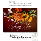 暗いエレガント夏の夕日のフローラぼやけ結婚の サンキューカード