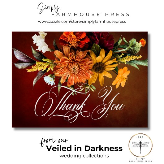 暗いエレガント夏の夕日のフローラぼやけ結婚の サンキューカード