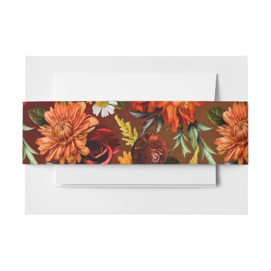 暗いエレガント夏の夕日のフローラぼやけ結婚の 招待状ベリーバンド (正面例)