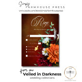 暗いエレガント夏の夕日のフローラ結婚の夕食 出欠カード