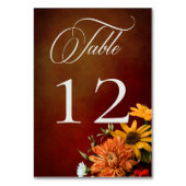 暗いエレガント夏の夕日のフローラ結婚ズ テーブルナンバー (正面)