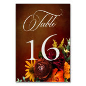 暗いエレガント夏の夕日のフローラ結婚ズ テーブルナンバー (正面)