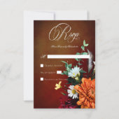 暗いエレガント夏の夕日のフローラ結婚ズ 出欠カード (正面)