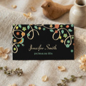 暗いエレガント旋回フローラの木と鳥 名刺