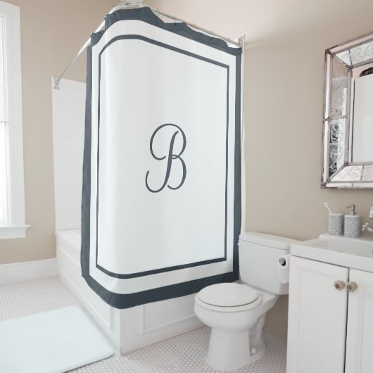 暗いエレガント石板ス縁どトのモノグラム文字 シャワーカーテン (インサイチュ)