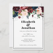 暗いエレガント花模様 招待状 (正面)