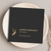 暗いエレガント金ゴールドフェイクはさみ櫛ヘアスタイリスト スクエア名刺