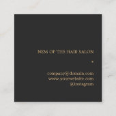 暗いエレガント金ゴールドフェイクはさみ櫛ヘアスタイリスト スクエア名刺 (裏面)
