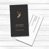 暗いエレガント金ゴールドフェイクはさみ櫛ヘアスタイリスト 名刺