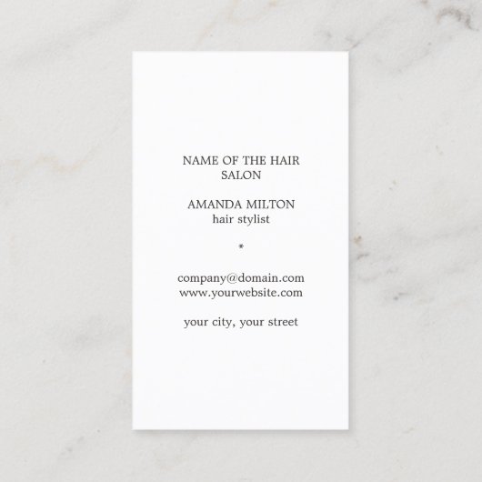 暗いエレガント金ゴールドフェイクはさみ櫛ヘアスタイリスト 名刺 (裏面)