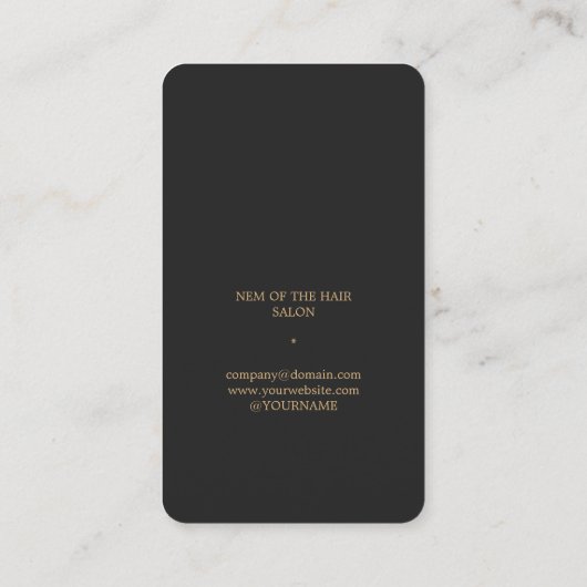 暗いエレガント金ゴールドフェイクはさみ櫛ヘアスタイリスト 名刺 (裏面)