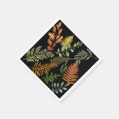 暗いカラフルシダ植物葉フローラ スタンダードカクテルナプキン (角)