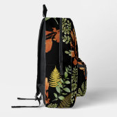 暗いカラフルシダ植物葉フローラ プリントバックパック (左)