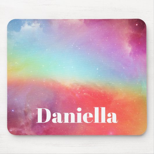 暗いカラフルホログラフィックスカイと名前をカスタムする マウスパッド (正面)