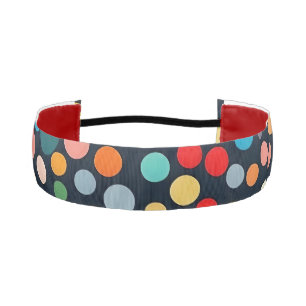 暗いカラフル背景の水玉模様 アスレチックヘッドバンド