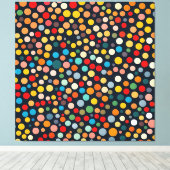 暗いカラフル背景の水玉模様 キャンバスプリント (インサイチュ (ウッドフロア))