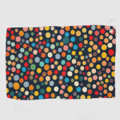 暗いカラフル背景の水玉模様 ゴルフタオル (横)