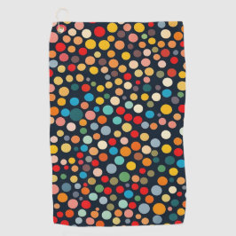 暗いカラフル背景の水玉模様 ゴルフタオル