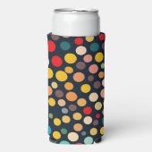 暗いカラフル背景の水玉模様 スリム缶クーラー (Seltzer正面)