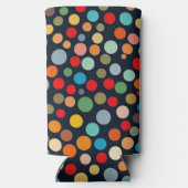 暗いカラフル背景の水玉模様 スリム缶クーラー (裏面)
