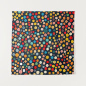 暗いカラフル背景の水玉模様 タペストリー (正面(横))