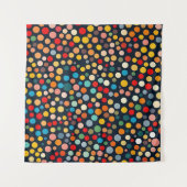 暗いカラフル背景の水玉模様 タペストリー (正面)