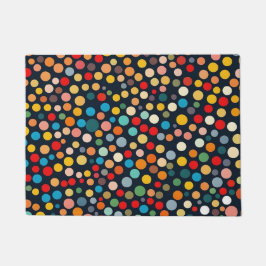 暗いカラフル背景の水玉模様 ドアマット