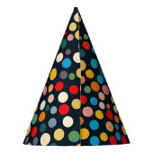 暗いカラフル背景の水玉模様 パーティーハット (裏面)