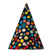 暗いカラフル背景の水玉模様 パーティーハット (左)