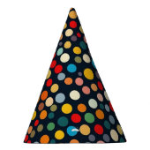 暗いカラフル背景の水玉模様 パーティーハット (右)