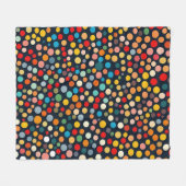 暗いカラフル背景の水玉模様 フリースブランケット (正面(横))