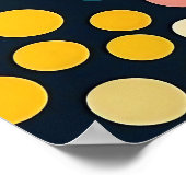 暗いカラフル背景の水玉模様 ポスター (角)