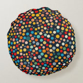 暗いカラフル背景の水玉模様 ラウンドクッション (裏面)