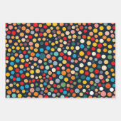 暗いカラフル背景の水玉模様 ラッピングペーパーシート (正面2)
