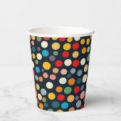 暗いカラフル背景の水玉模様 紙コップ (裏面)