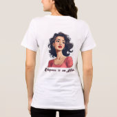暗いカールを持つ自信のある女性 トライブレンドTシャツ (裏面)