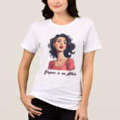 暗いカールを持つ自信のある女性 トライブレンドTシャツ (正面)