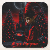 暗いクリスマスの時間。 スクエアペーパーコースター (正面)