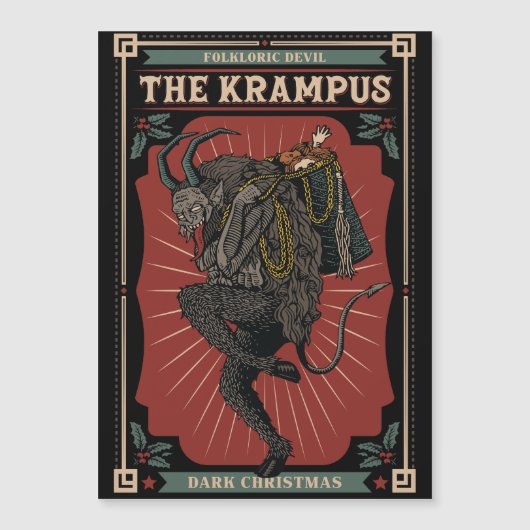 暗いクリスマスの民俗的な悪魔クランプスのおもちゃのバッグ (正面)