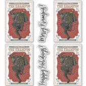 暗いクリスマスの民俗的な悪魔クランプスのおもちゃのバッグ シール (正面)