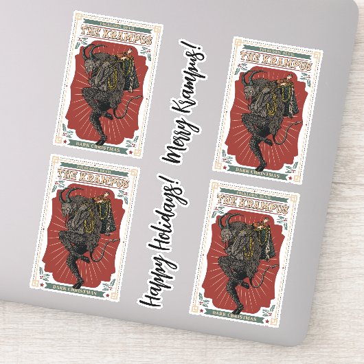 暗いクリスマスの民俗的な悪魔クランプスのおもちゃのバッグ シール (詳細)