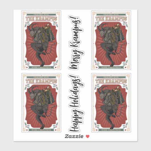 暗いクリスマスの民俗的な悪魔クランプスのおもちゃのバッグ シール (シート)