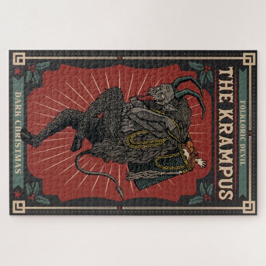 暗いクリスマスの民俗的な悪魔クランプスのおもちゃのバッグ ジグソーパズル (横)