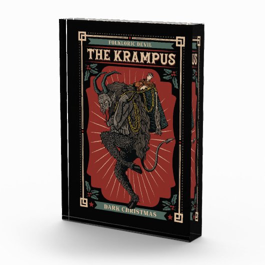 暗いクリスマスの民俗的な悪魔クランプスのおもちゃのバッグ フォトブロック (右)