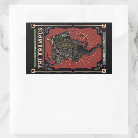 暗いクリスマスの民俗的な悪魔クランプスのおもちゃのバッグ 長方形シール (バッグ)