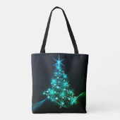 暗いクリスマスツリーに輝く星の緑 トートバッグ (裏面)