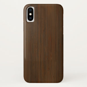 暗いクルミのブラウンのタケ木製の穀物の一見 iPhone X ケース