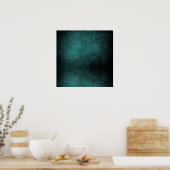 暗いグランジ背景 – ティール(緑がかった色) ポスター (キッチン)