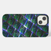 暗いグリッドの下の緑の画像の背景? iPhoneケース (裏面横)