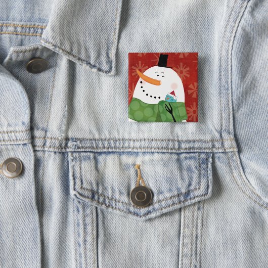 暗いココアが付いている青いクリスマスのマグ 缶バッジ (インサイチュ)